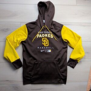 Nike‎ San Diego Padres Hoodie Mens M Brown Therma Fit Authentic Collection EUC